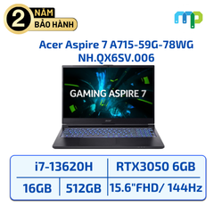 Laptop Acer Aspire 7 A715-59G-78WG I7-13620H/16GB/SSD 512GB/RTX3050 6GB/15.6