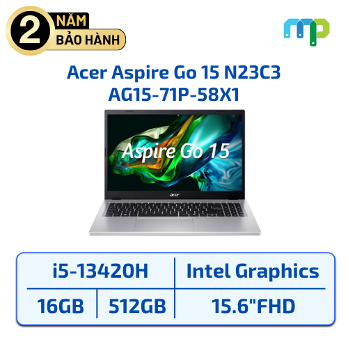 Laptop Acer Aspire Go 15 N23C3 AG15-71P-58X1 I5-13420H/16GB/SSD 512GB/UMA/15.6