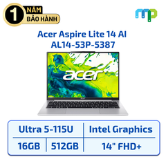 Laptop Acer Aspire Lite 14 AI AL14-53P-5387 Ultra 5-115U/16GB/SSD 512GB/14