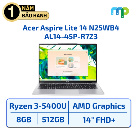 Laptop Acer Aspire Lite 14 N25WB4 AL14-45P-R7Z3 Ryzen 3-5400U/8GB/SSD 512GB/UMA/14