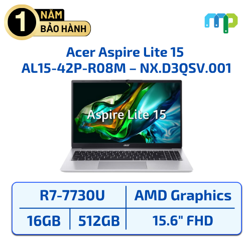 Laptop Acer Aspire Lite 15 N24B4 AL15-42P-R08M R7-7730U/16GB/SSD 512GB/UMA/15.6
