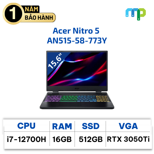 Laptop ACER AN515-58-773Y I7-12700H/ 16GD4/512GSSD/15.6