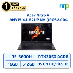 Laptop Acer Nitro V ANV15-41-R2UP(R5 6600H/16GD5/512GSSD/15.6FHD_165Hz/W11/RTX2050_4GD6/Đen) NH.QPGSV.004