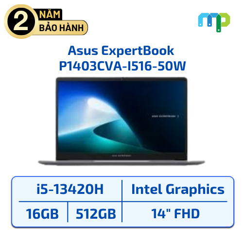 Laptop Asus ExpertBook P1403CVA-I516-50W I5-13420H/16GB/SSD 512GB/FingerPrint/Chiclet Keyboard/Wifi 6 2*2 BT 5.3