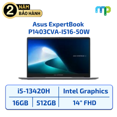 Laptop Asus ExpertBook  P1403CVA-I516-50W I5-13420H/16GB/SSD 512GB/FingerPrint/Chiclet Keyboard/Wifi 6 2*2 + BT 5.3/ 50WHrs 3-cell/14.0