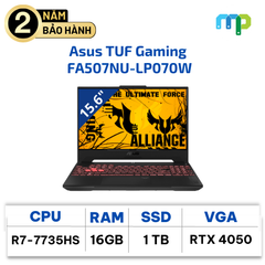 Laptop Asus TUF Gaming FA507NU LP070W R7-7735HS/16GB/1TB/RTX4050 6GB/15.6 144Hz/Win 11/Xám