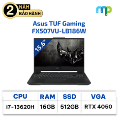 Laptop Asus TUF Gaming FX507VU LB186W I7-13620H/16GB/512GB/RTX4050 6GB/15.6 144Hz/Win 11/Xám