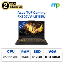 Laptop Asus TUF Gaming FX507VV LB151W I7-13620H/16GB/512GB/RTX4050 8GB/15.6 144Hz/Win 11/Xám