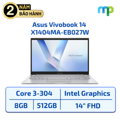 Laptop Asus Vivobook 14 X1404MA-EB027W Core 3-304/8GB/SSD 512GB/14.0