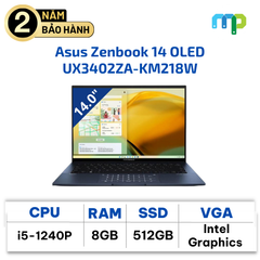 Laptop Asus Zenbook 14 OLED UX3402ZA KM218W I5-1240P/8GB/512GB/14.0WQXGA+/OLED/Win 11/Xanh