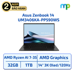 Laptop Asus Zenbook 14 UM3406KA-PP590WS AMD Ryzen AI 7-350/32GB/SSD 1TB/14