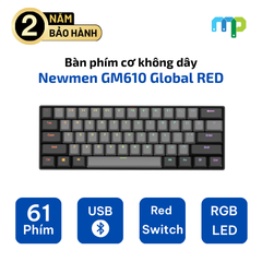 Bàn phím cơ không dây Newmen GM610 Grey/ N-box Red