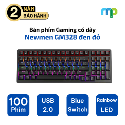 Bàn phím cơ có dây Newmen GM328 Đen-Đỏ Switch