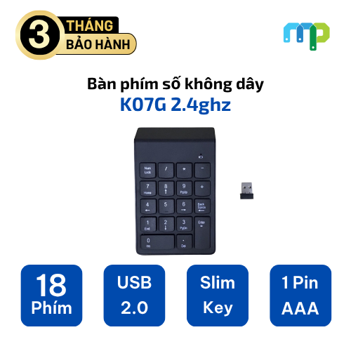 Bàn phím số không dây K07G 2.4ghz