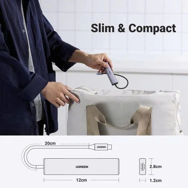 Hub USB-C sang 2*USB-A 2.0/USB-A 3.0/HDMI/PD hỗ trợ 4K Ugreen 15495
