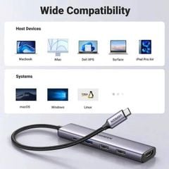 Hub USB-C sang 2*USB-A 2.0/USB-A 3.0/HDMI/PD hỗ trợ 4K Ugreen 15495
