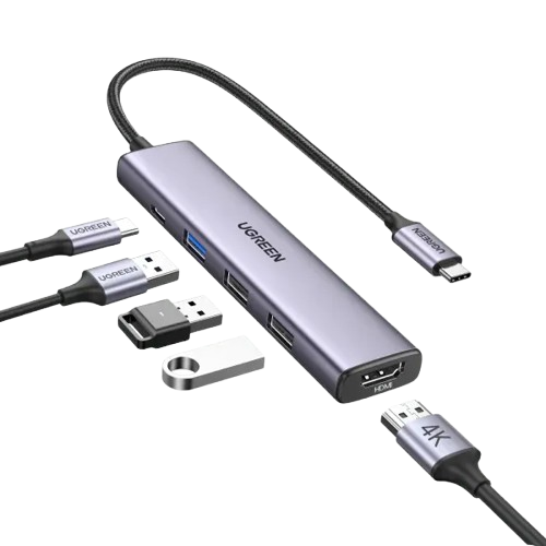 Hub USB-C sang 2*USB-A 2.0/USB-A 3.0/HDMI/PD hỗ trợ 4K Ugreen 15495