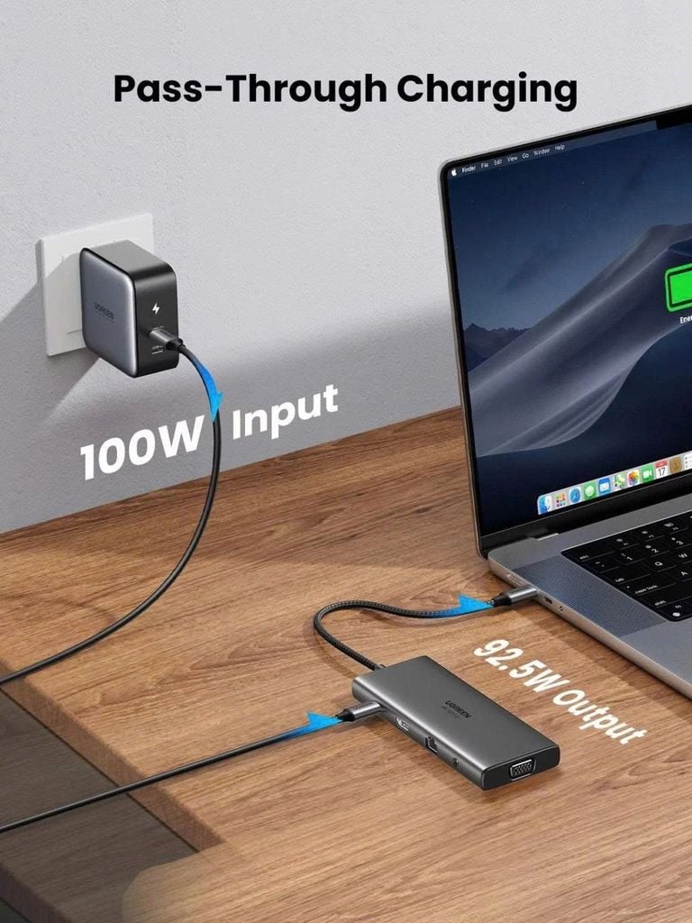 Hub chuyển đổi USB-C sang 2*USB C/2*USB/HDMI/VGA/SD TF/LAN/3.5mm Ugreen 45520