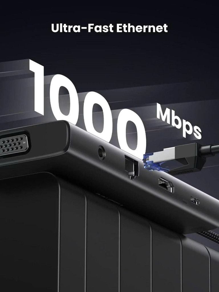 Hub chuyển đổi USB-C sang 2*USB C/2*USB/HDMI/VGA/SD TF/LAN/3.5mm Ugreen 45520