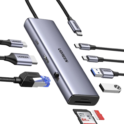 Hub USB-C sang 2*USB C/2*USB 3.0/HDMI/RJ45/SD TF Ugreen 15375