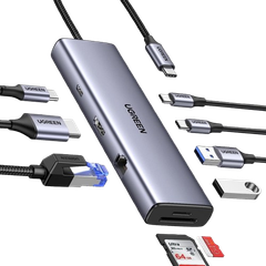 Hub USB-C sang 2*USB C/2*USB 3.0/HDMI/RJ45/SD TF Ugreen 15375
