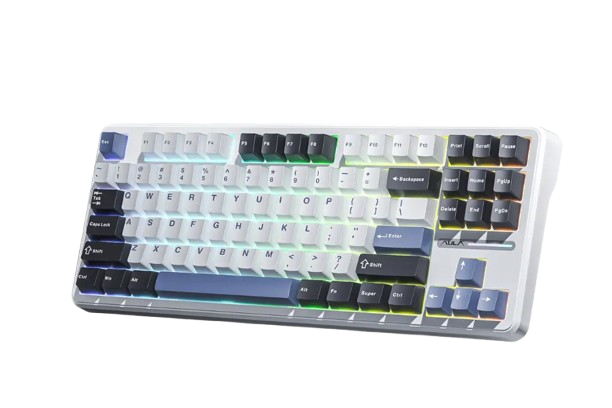 BÀN PHÍM CƠ GAMING CÓ DÂY AULA F87 (đen + trắng + xanh dương/ Greywood V3 Switch)