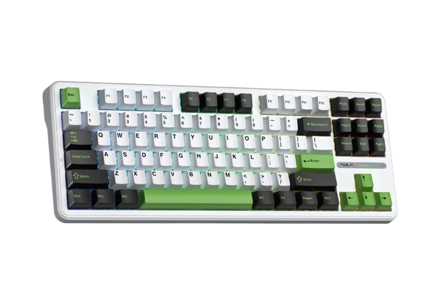 BÀN PHÍM CƠ GAMING CÓ DÂY 3 MODE AULA F87 (đen + trắng + xanh lá/ Grey Wood V3 Switch)