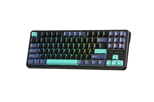 BÀN PHÍM CƠ GAMING CÓ DÂY 3 MODE AULA F87/ F87 PRO(Xanh đậm+đen+xanh cổ vịt/ Greywood V4 switch)