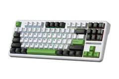 BÀN PHÍM CƠ GAMING CÓ DÂY 3 MODE AULA F87 (đen + trắng + xanh lá/ Grey Wood V4 Switch)