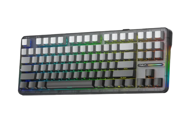 BÀN PHÍM CƠ GAMING CÓ DÂY 3 MODE AULA F87/ F87 PRO (Black gradient/ Grey wood V4 switch)