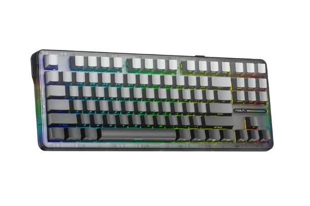 BÀN PHÍM CƠ GAMING CÓ DÂY 3 MODE AULA F87/ F87 PRO (Black gradient/ Grey wood V4 switch)