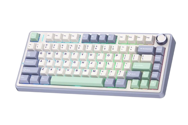 BÀN PHÍM CƠ GAMING CÓ DÂY 3 MODE AULA F75 (Tím nhạt + Be + Xanh lá/ Grey Wood V3 Switch)