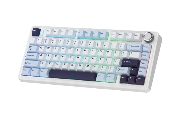 BÀN PHÍM CƠ GAMING CÓ DÂY 3 MODE AULA F75 (Ice Blue/Xanh + trắng + tím đậm/ Ice Vein switch)