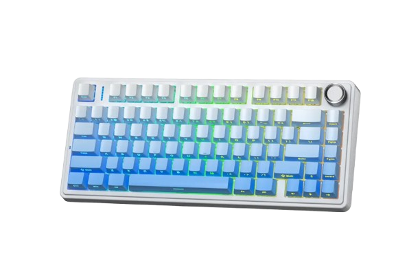 BÀN PHÍM CƠ GAMING CÓ DÂY 3 MODE AULA F75/ F75 PRO (Trắng + xanh dương gradient/ Reaper switch) F7510