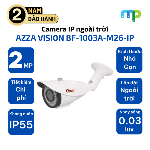 Camera ngoài trời IP AZZA VISION BF-1003A-M26-IP 1MP