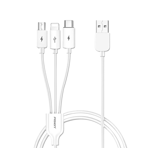 Cáp Sạc Pisen 3 in 1 AP07-1200 ( Type-C/ Lightning/ MicroUSB ) 1.2m