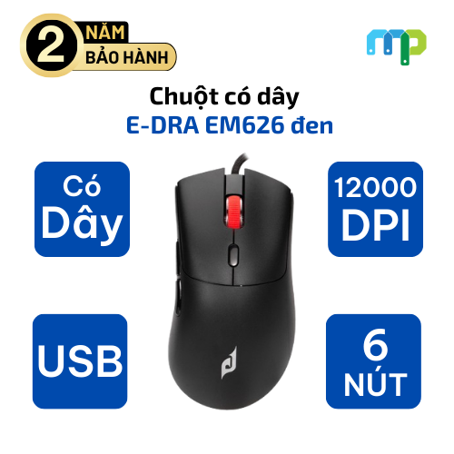 Chuột có dây E-DRA EM626 màu đen