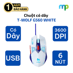 Chuột có dây T-WOLF G560 WHITE