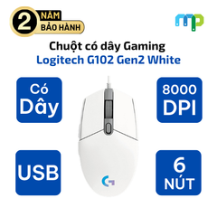 Chuột có dây gaming Logitech G102 Gen2 (910-005803)Trắng