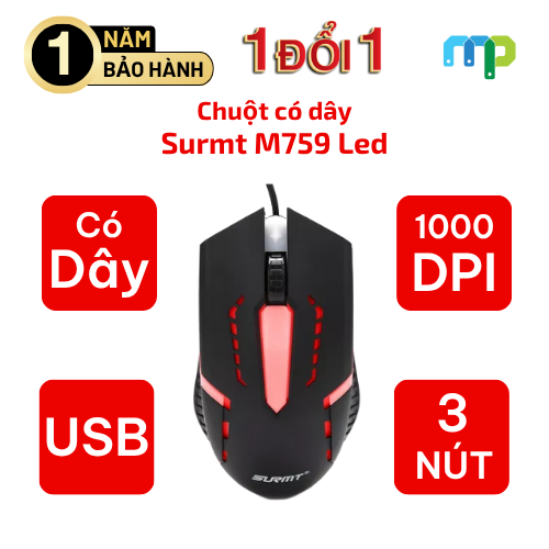 Chuột có dây Surmt M759 Led