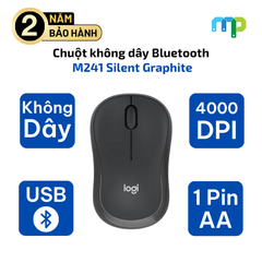 Chuột không dây Logitech M241 Silent Bluetooth Graphite 910-007416