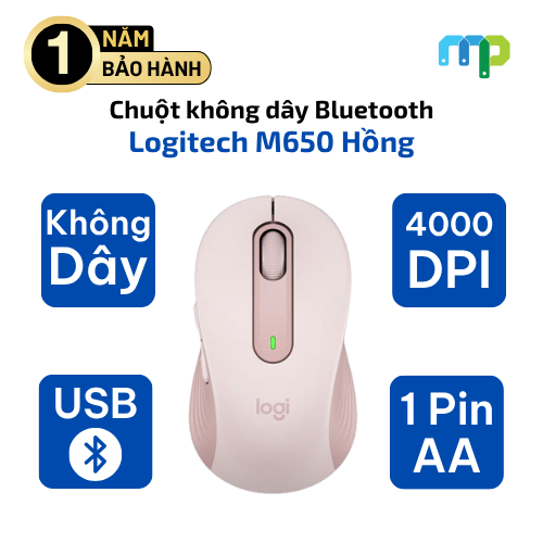 Chuột không Dây Bluetooth Logitech M650 Hồng ( 910-006263 )
