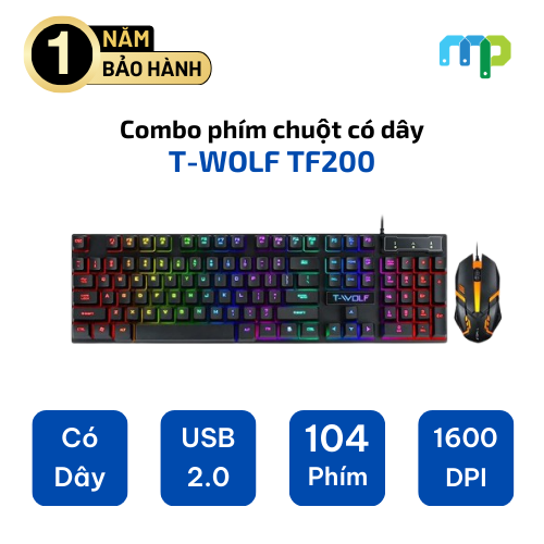 Compo phím chuột có dây T-WOLF TF200 BLACK