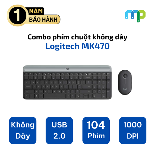 Bàn Phím + Chuột không dây Logitech MK470 ( Black) (920-009182)