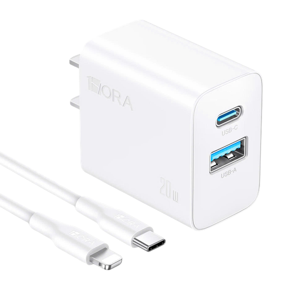 Bộ sạc Hora PD 20W (A+C)/ cáp type C to Lightning trắng GAR163B