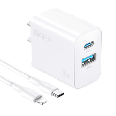 Bộ sạc Hora PD 20W (A+C)/ cáp type C to Lightning trắng GAR163B