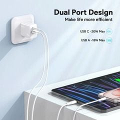 Cốc sạc Hora PD 20W (A+C) trắng GAR161B