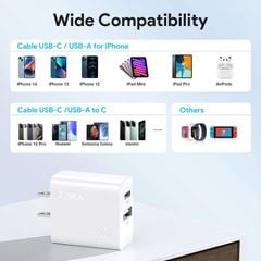 Cốc sạc Hora PD 20W (A+C) trắng GAR161B