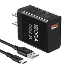 Bộ sạc Hora 18W Usb to C đen GAR092N