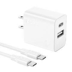 Bộ sạc Hora PD 20W (A+C)/ cáp C to C trắng GAR162B
